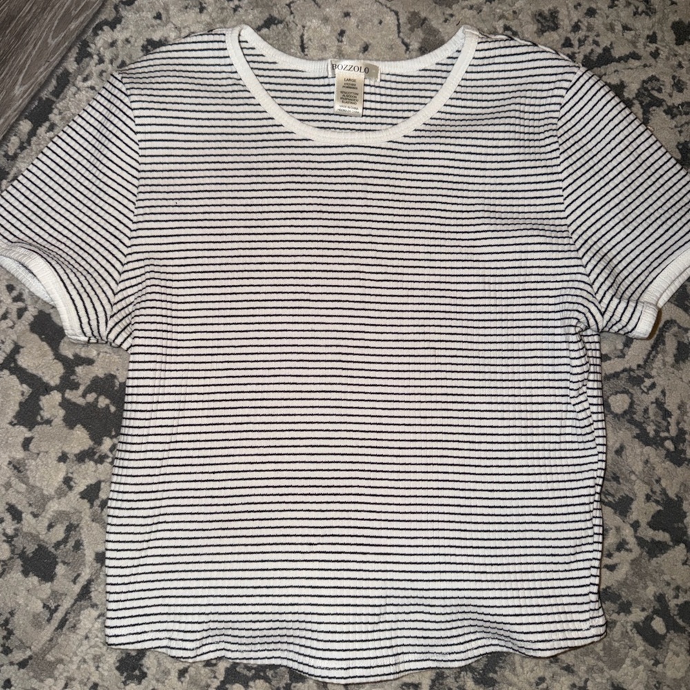 Bozzolo Black and White Striped Short Sleeve Tee